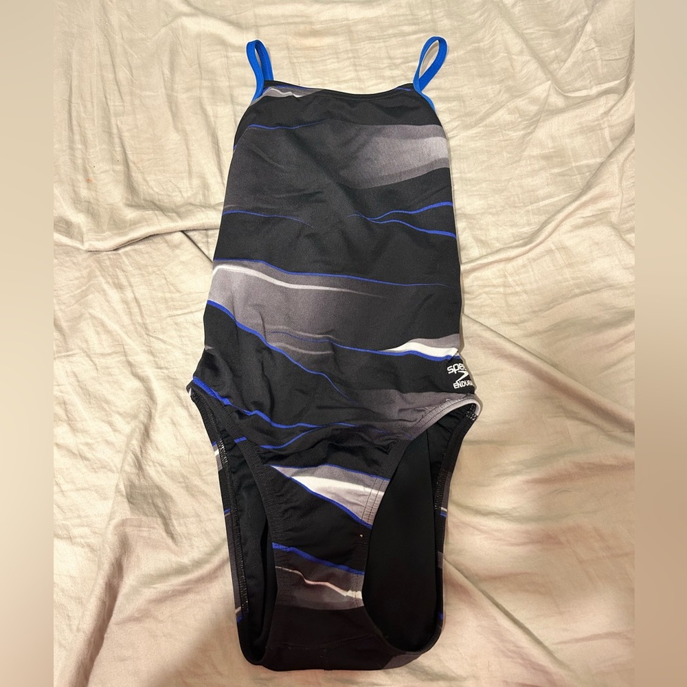 Speedo swim suit size 32 color black, blue, white and grey
